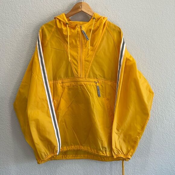 Old Navy Vintage 90s Yellow Packable Anorak Windbreaker Pullover Size Medium - Picture 1 of 10